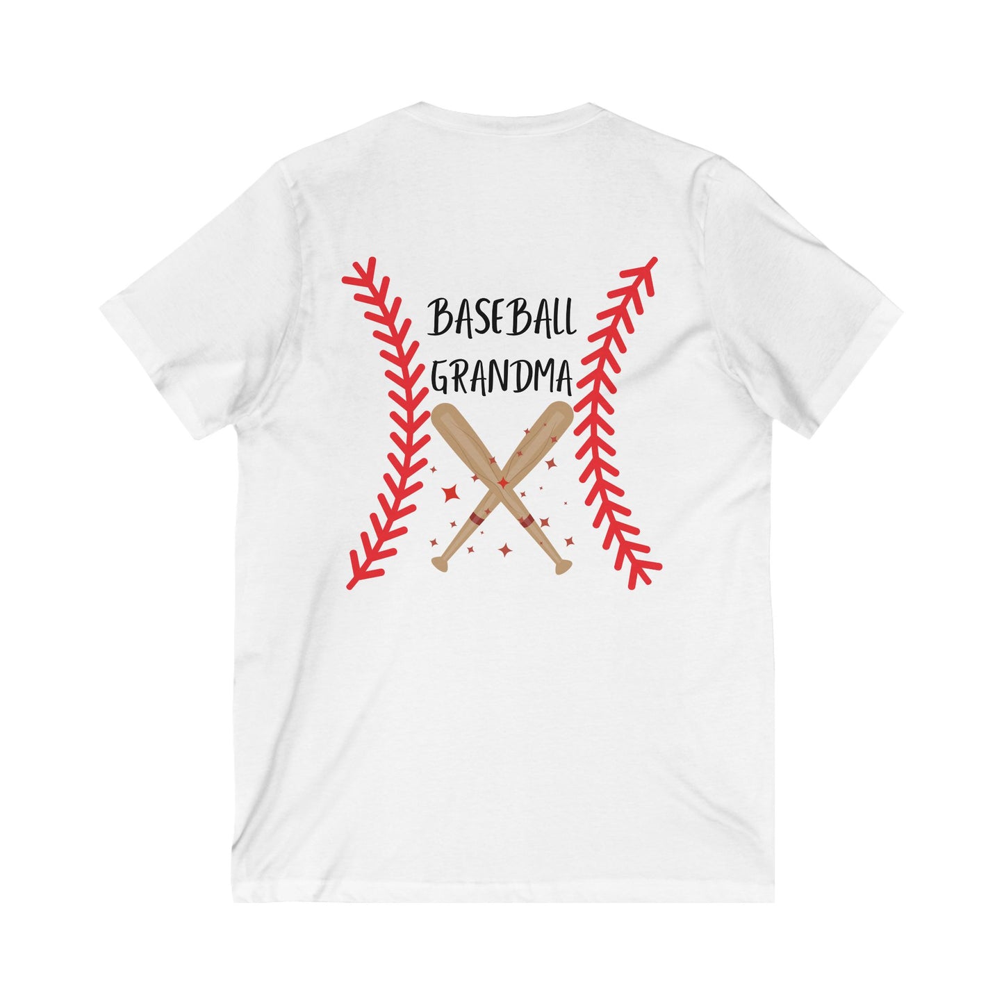 Baseball Grandma V-Neck Tee with Customizable Number