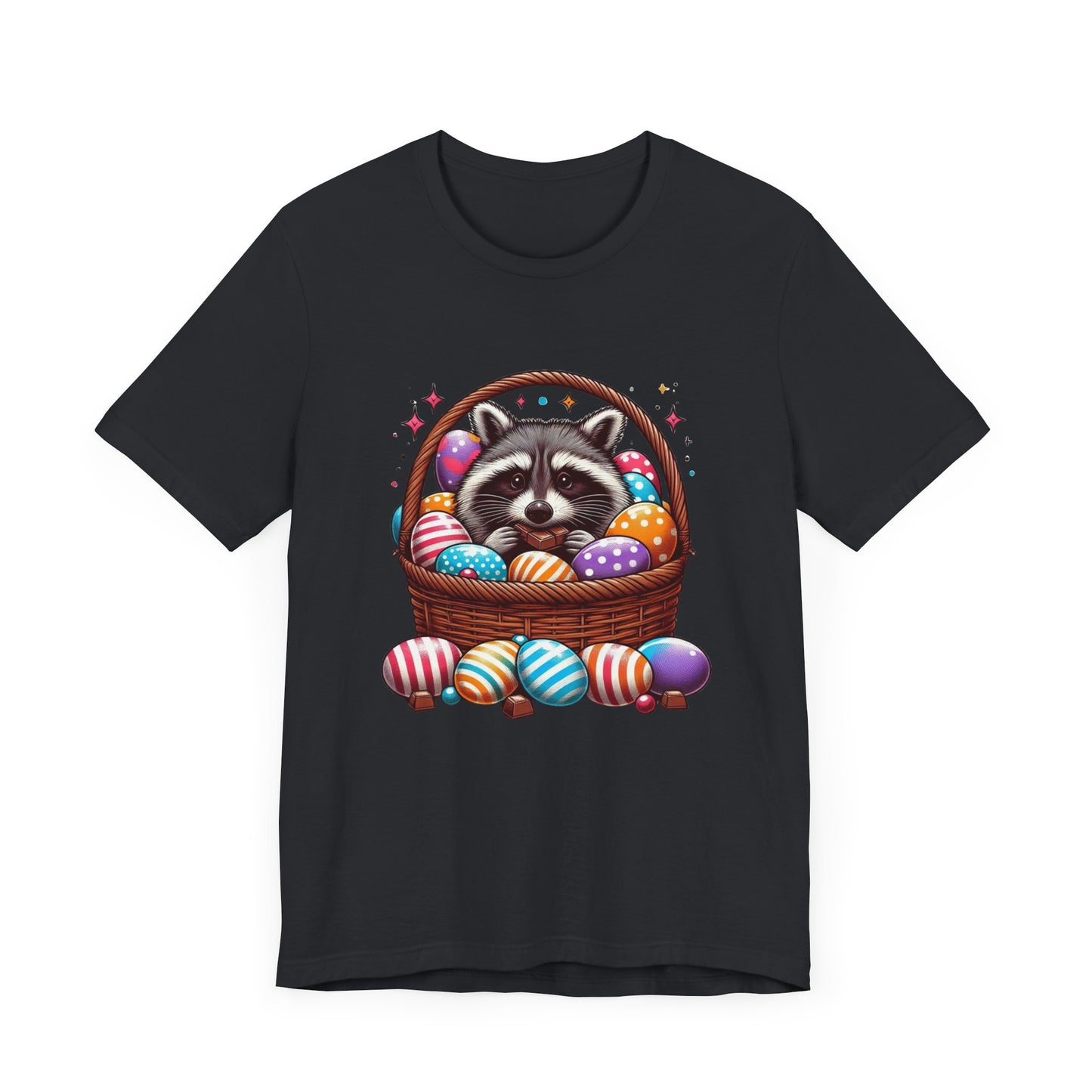 Easter Raccoon Short Sleeve Tee - Fun Jersey T-Shirt for Spring Celebrations