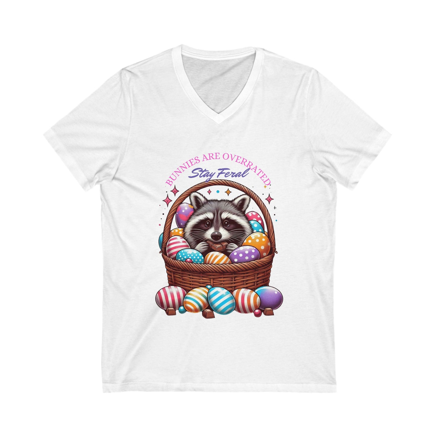 Stay Feral Racoon Easter V-Neck Tee