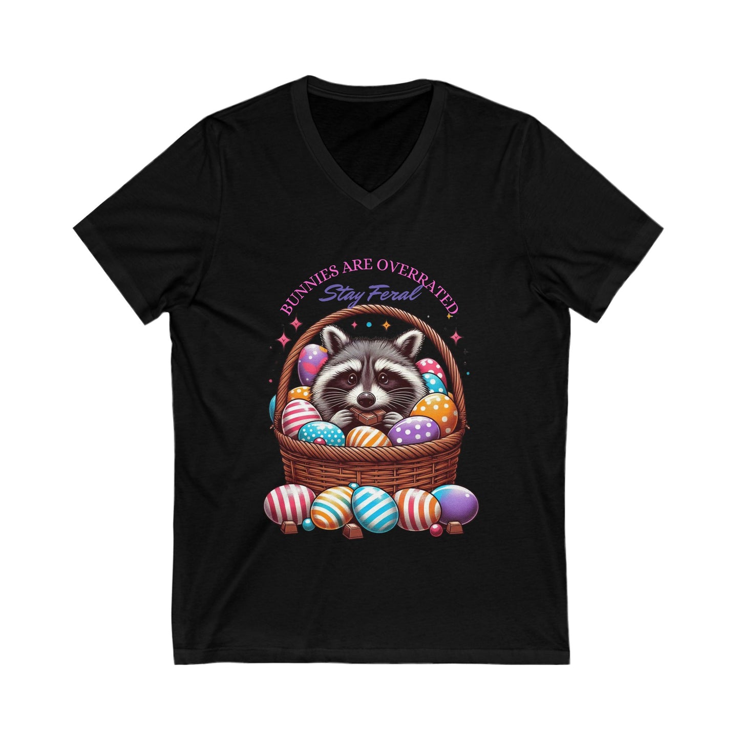 Stay Feral Racoon Easter V-Neck Tee