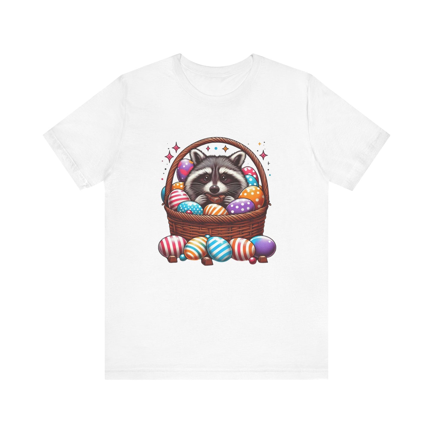 Easter Raccoon Short Sleeve Tee - Fun Jersey T-Shirt for Spring Celebrations