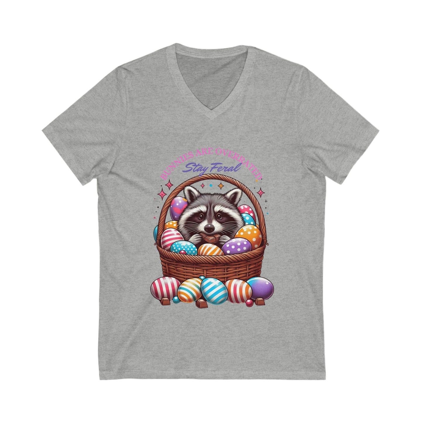 Stay Feral Racoon Easter V-Neck Tee