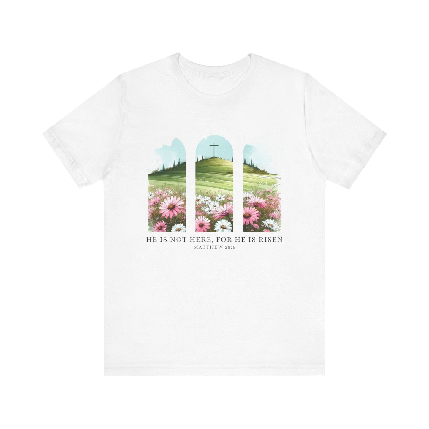Inspirational Easter Tee - "He is Risen" - Unisex Jersey Short Sleeve T-Shirt