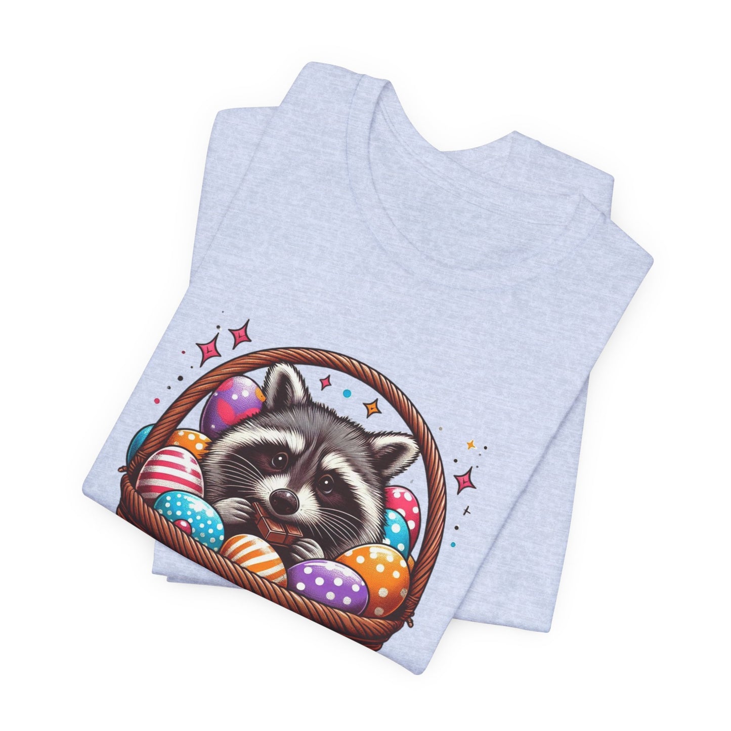 Easter Raccoon Short Sleeve Tee - Fun Jersey T-Shirt for Spring Celebrations