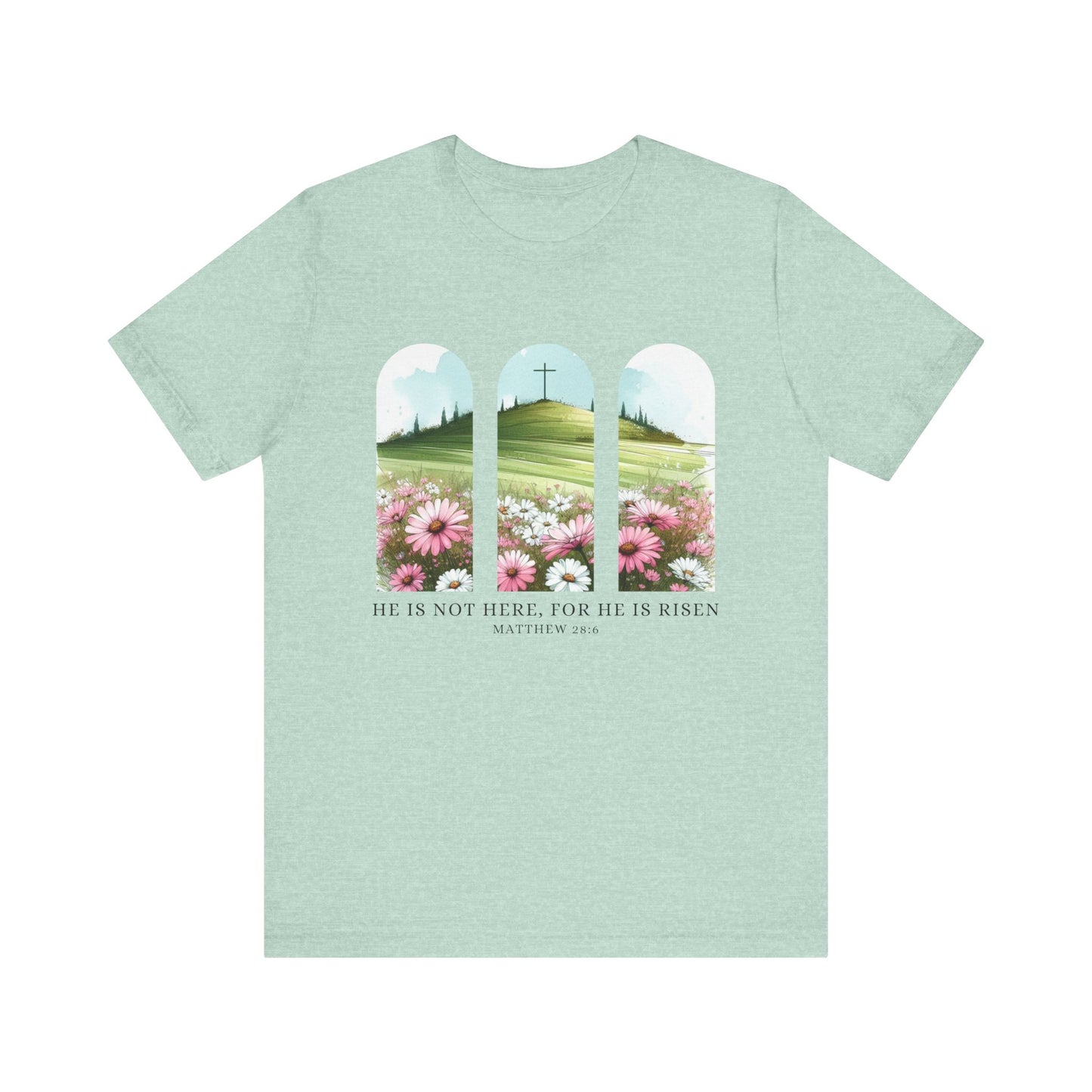 Inspirational Easter Tee - "He is Risen" - Unisex Jersey Short Sleeve T-Shirt