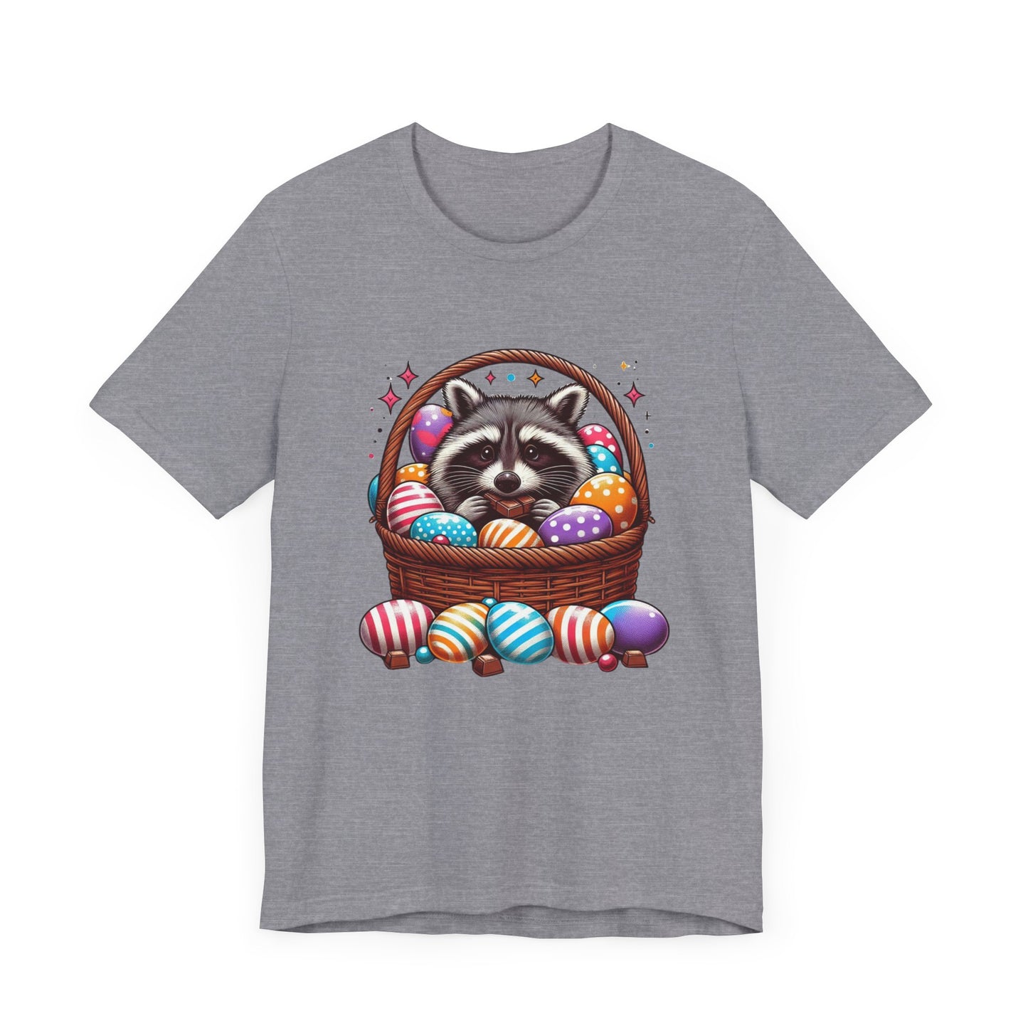 Easter Raccoon Short Sleeve Tee - Fun Jersey T-Shirt for Spring Celebrations