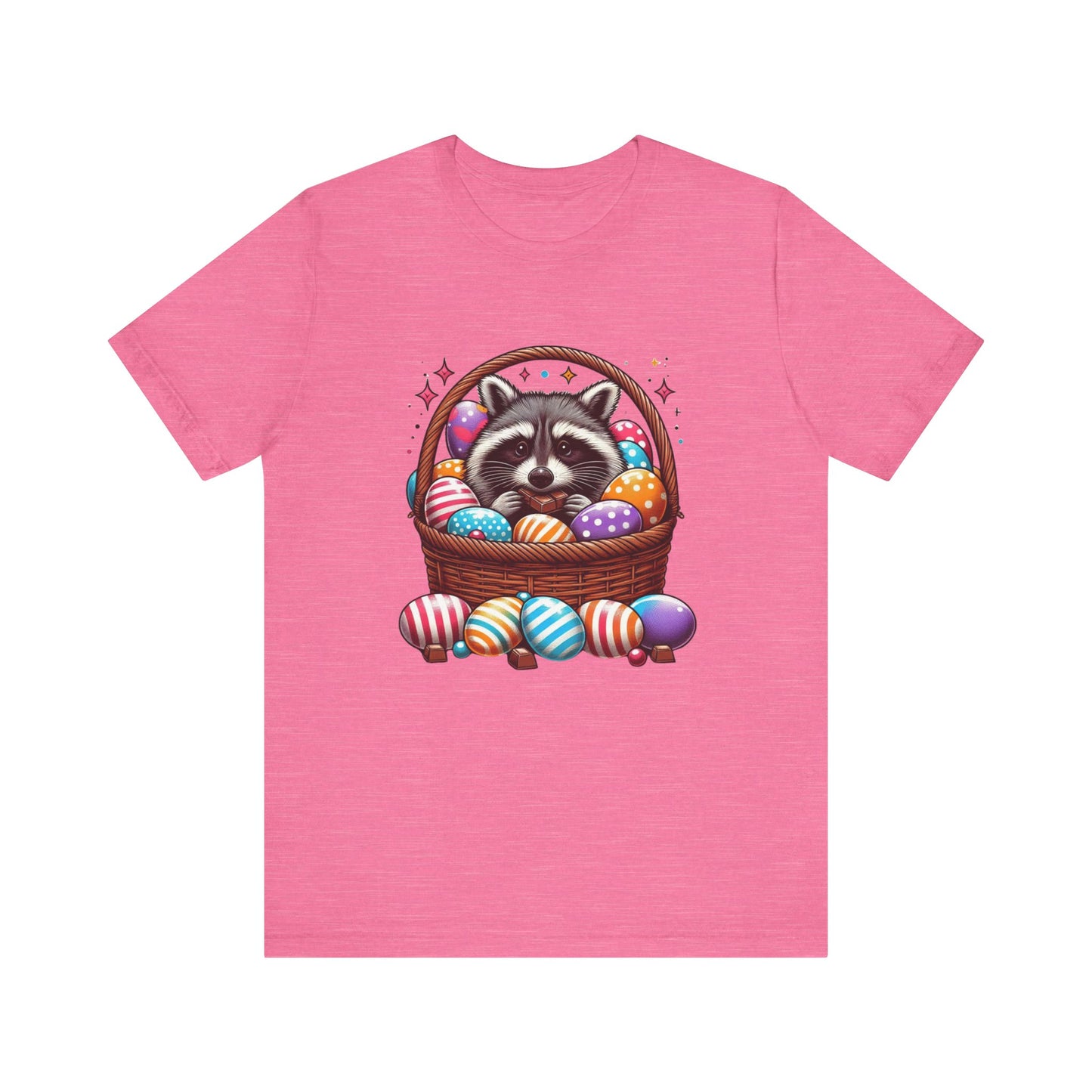 Easter Raccoon Short Sleeve Tee - Fun Jersey T-Shirt for Spring Celebrations