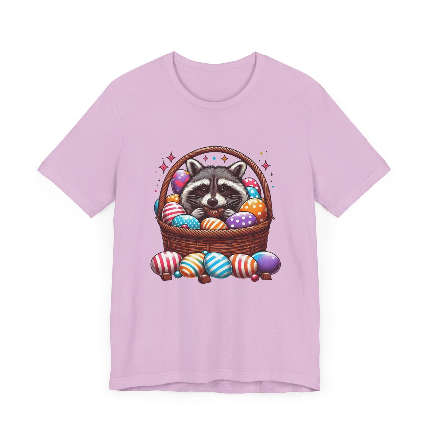 Easter Raccoon Short Sleeve Tee - Fun Jersey T-Shirt for Spring Celebrations