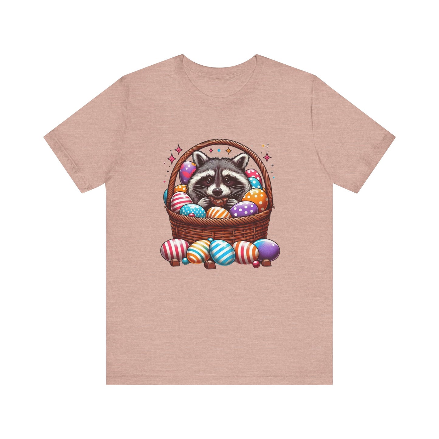 Easter Raccoon Short Sleeve Tee - Fun Jersey T-Shirt for Spring Celebrations
