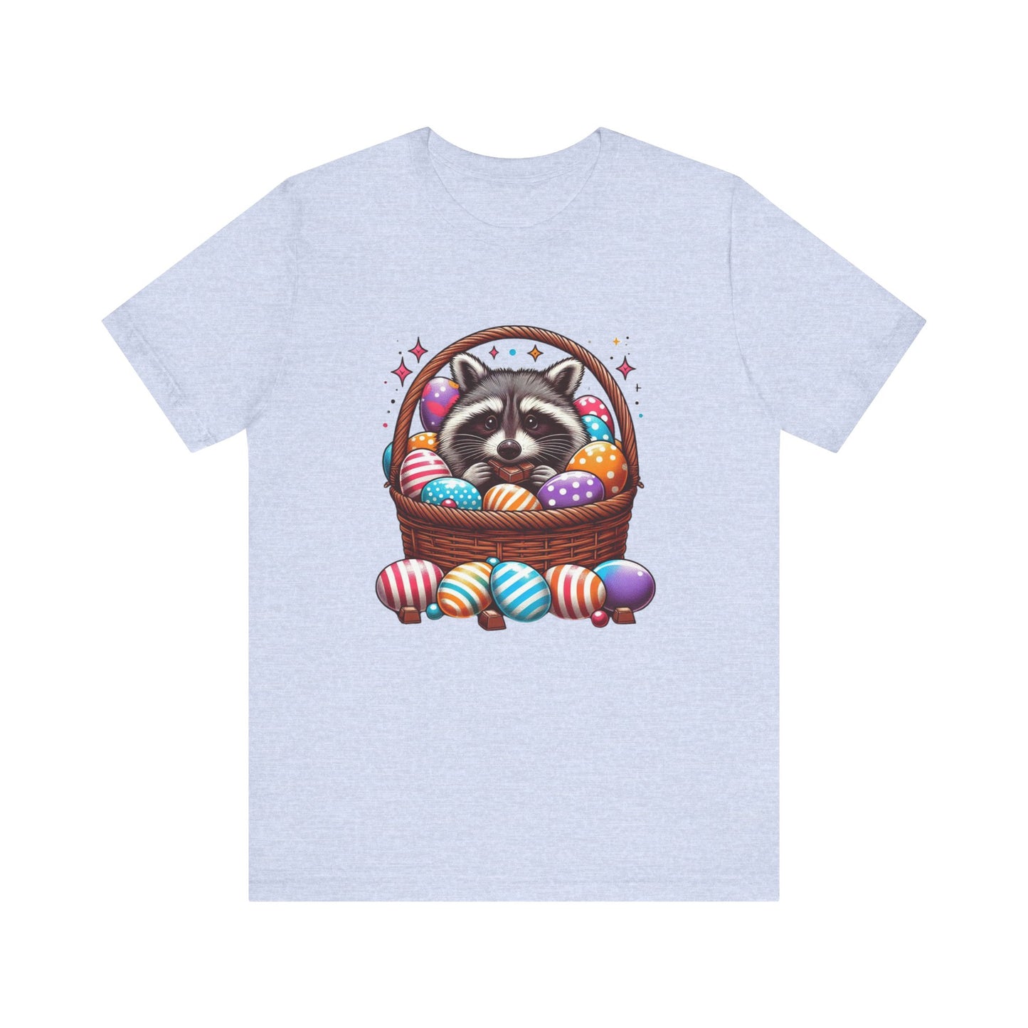 Easter Raccoon Short Sleeve Tee - Fun Jersey T-Shirt for Spring Celebrations