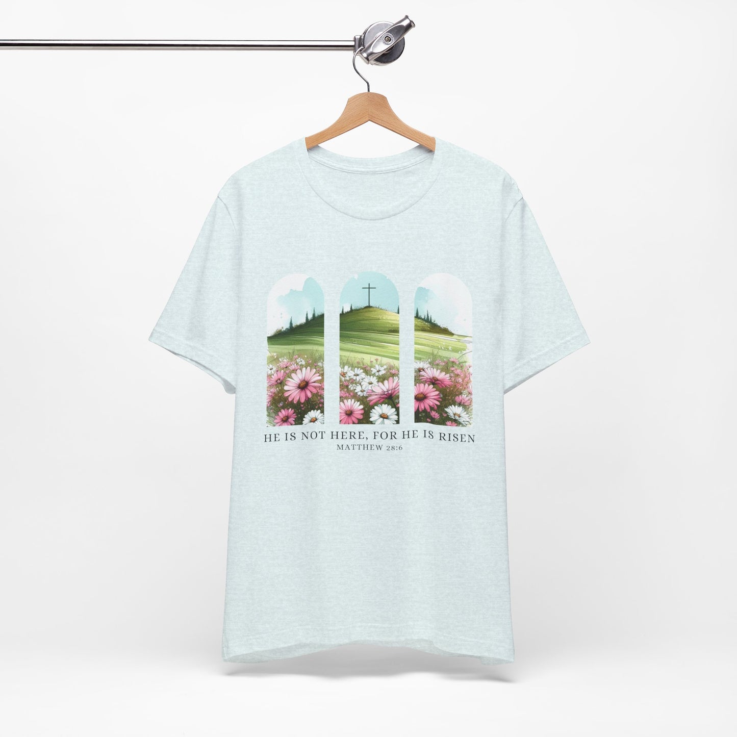 Inspirational Easter Tee - "He is Risen" - Unisex Jersey Short Sleeve T-Shirt